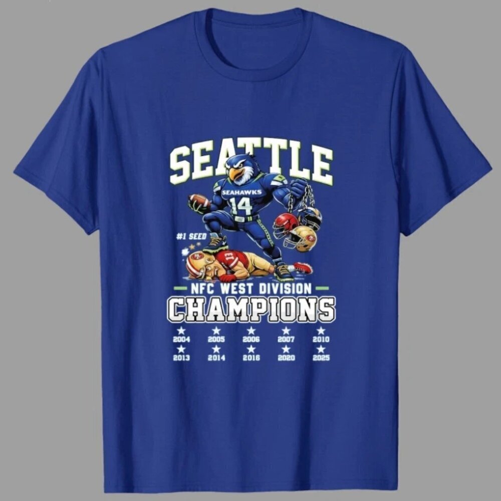 Seattle Seahawks NFC West Division Champions 2025 T Shirt .